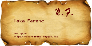 Maka Ferenc névjegykártya